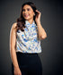 Blue Mini Floral Printed Sleeveless Top